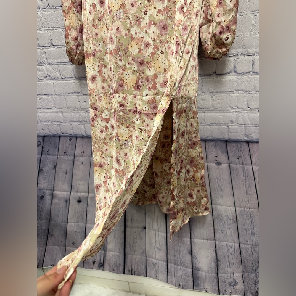 Lush Floral Midi Long Sleeve Dress NWT - Picture 4 of 14